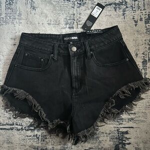 Fashion Nova Dark Frayed Jean Shorts